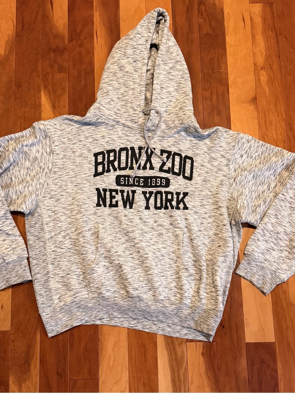 Bronx Zoo New York Hoodie Size XL Gray Marled Warm Casual Fun Statement PCS EUC